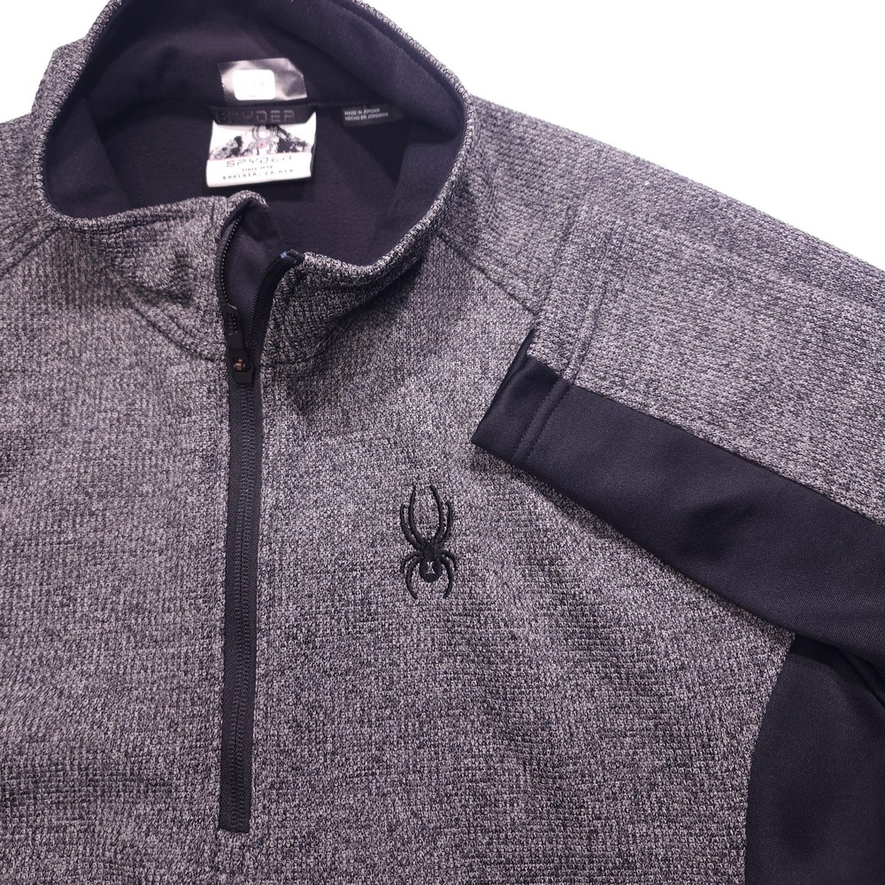 Spyder 1/4 Zip Pullover Mens Medium Gray Fleece Thermal Ski Top - Picture 3 of 15